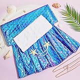 Newcotte 4 Pcs Mermaid Costume for Women Sequin Tube Top Skirt Pearl Waist and Head Chain for Halloween Cosplay (White, Blue and Purple,Medium)