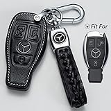 Yongxingjin Key Fob Cover Repalcement for Mercedes Benz A C E S Class Series,GLK CLA GLA GLC GLE CLS SLK Series Leather Key Case fob Holder key shell Remote Protection