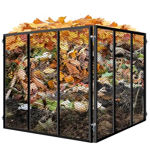 Large Compost Bin Outdoor - 158 Gallon Metal Wire Mesh Compost Bins with Rust-Proof Coating, Easy to Assemble Square Garden Compost Bin for Yard Waste, Leaves & Kitchen Scraps, 35x35x30 Inches