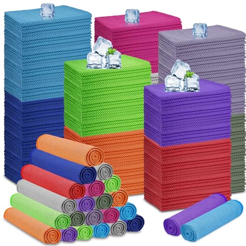 MENOLY 200 Packs Cooling Towels Bulk, Cooling Towels for Neck and Face, Gym Towels Soft and Breathable Sweat Rags for Sports, Yoga, Hiking, Camping, Running, Fitness, Workout