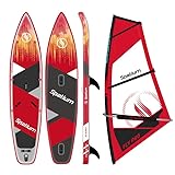 Spatium Inflatable Windsurfing Board and Sail Windsurf Board Sup Windsurf Paddle Board for Adults Windsurf Sail Red