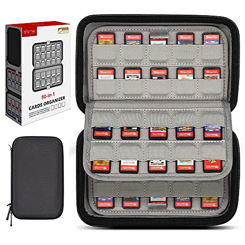 sisma 80 Switch Game Case Compatible with Nintendo Switch or PS Vita Games or SD Cards,Game Cartridge Holders Hard Shell Travel Storage Case Home Safekeeping, Black