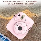 WOGOZAN Instant Mini 12 Protective Case for Fujifilm Instax Mini 12 Instant Camera, PU Leather Bag with Magnetic Closure and Back Pocket, 64 Mini Photo Album and Adjustable Shoulder Strap (Pink)