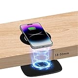 Invisible Wireless Charger, 50MM Under Desk Wireless Charger，Hidden Charging Station for iPhone 15/14/13/ Samsung Galaxy S23/S22/S21 (Adapter Included)
