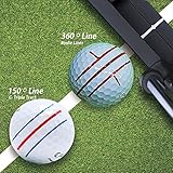 BIRDIE79 Birdie Liner Black Golf Ball Marker Alignment Tool Kit - 360-Degree Triple Line Stencil with 3-Color Pens and Gift Box - Premium Quality