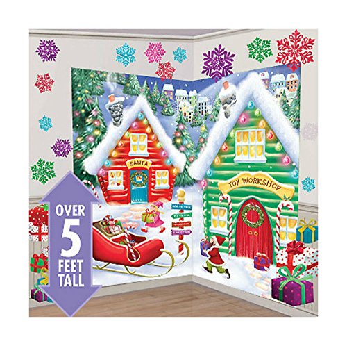 SANTA'S WORKSHOP Scene Setter Christmas party wall decor 32pcs North Pole elves Top Selling Item