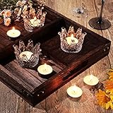 EBOOT 48 Pcs Crown Tealight Candle Holders, Glass Votive Holders Clear Tealight Crystal Votive Candle Stand for Wedding Valentines Day Table Centerpieces Home Decor(Clear)