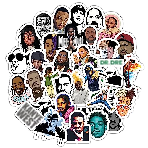 BulbaCraft Rapper Stickers, Rap Stickers Rap Toys, Rap Accessories - Hip Hop Stickers, 90s Hip Hop, 2000s Hip Hop - Music Stickers for Water Bottle - Singer Stickers, Celebrity Stickers