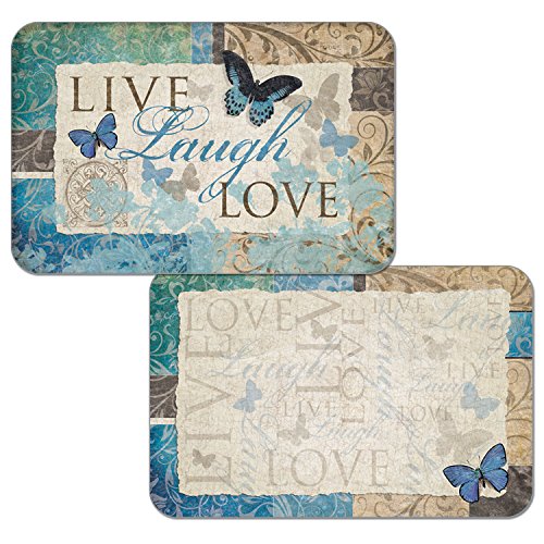 Counterart Live Laugh Love Butterfly Set of 4 Reversible Plastic Placemats Made in The USA