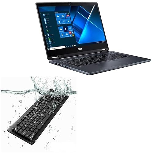 BoxWave Keyboard Compatible with Acer TravelMate Spin P4 (TMP414RN-51) (Keyboard AquaProof USB Keyboard, Washable Waterproof Water Resistant USB Keyboard - Jet Black