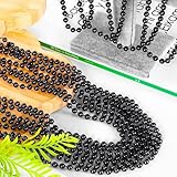 Huskein 200PCS Beaded Necklace, 33" Mardi Gras Beads, Black Bead Necklace, Mardi Gras Accessories Throw Beads Bulk Party Favors Supplies Decorations for Parade Event Festival Christmas Pirate