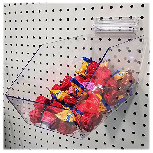 STORE FIXTURES DIRECT Clear Pegboard Acrylic Bins, Large Bin for Peg Wall - 6" L x 5.5" H x 11.5" D - 10 Pack