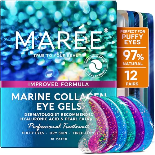 MAREE Eye Gels - Pads Under Eye Patches for Puffy Eyes and Dark Circles with Collagen & Hyaluronic Acid - Anti Wrinkles Under Eye Masks Skincare Treatment for Puffiness & Bags - Parches Para Ojeras