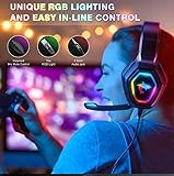 Black Universal Gaming Headset with Noise Isolating Microphone - Noise Cancelling Over Ear Headphones, Bass Surround - Compatible with PC, Xbox, PS5, Mac – Soft Earmuffs for Nintendo NES Games