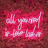 FARNEW All You Need is Love Lashes Neon Sign Light for Bedroom Bar Party Home Led Neon Light Custom Led Neon Hangs Sign Home Room Wall Decoration (Pink)