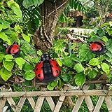 WENYLE Metal Garden Wall Art Decorative 5.7" Large Set of 3 Cute Ladybugs Colorful Outdoor Wall Sculptures