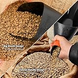 Coffee Bean Scale Funnel Scoop - CAFEMASY Coffee Beans Measuring Scooper Shovel with Leather Band Bagging Scoop Flat Base Design with Filling Funnel Handle