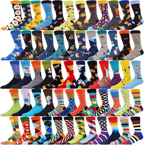 MAKABO Colorful Funny Patterned Cotton Unisex Socks - 36 Pairs - Size 7-13