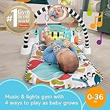 Fisher-Price Baby Gift Set Glow and Grow Kick & Play Piano Gym Blue Playmat & Musical Learning Toy with 2 Rattle Maracas for Newborns Ages 0+ Months