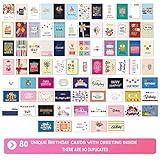 80 Unique Birthday Cards- Happy Cards Bulk With Greetings Inside – Assorted Envelopes and Stickers -Large 5 x 7 inches- Greeting Box Set