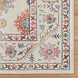 Gertmenian Indoor Boho Area Rug - 8x10 Large, Non Slip, Super Strong, Ideal for High Traffic Areas in Bedroom, Living Room, Kitchen - Cullen, Cream/Multi, 28548