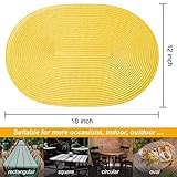 AHHFSMEI Placemats Set of 6 for Dining Table Washable Woven Vinyl Non-Slip 18x12 inches Placemat Heat-Resistant Durable Table Mats for Dining Table Easy to Clean (Oval Yellow, 6)