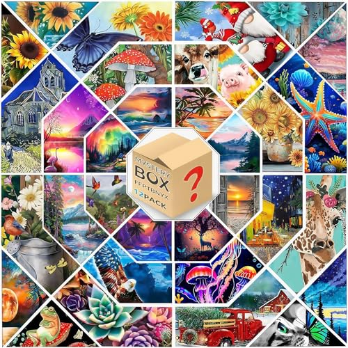 FFPTBNYX 12 Pack Diamond Art Kits for Adults - 8x12 Inch Mystery Designs DIY 5D Full Drill Art Craft Diamond Painting for Gift Home Decoration