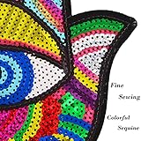 Joynaamn 3PCS Evil Eye Sequin Patches Sewing on/Iron on, Large Embroidered Decorative Appalique with Sewing Kit for Clothes Jacket Backpack Hat, Suitable for DIY/Arts/Crafts Projects