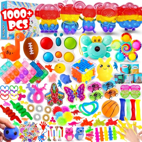 1000Pcs Bulk Party Favors for Kids, Fidget Toys Pack,Stocking Stuffers, Treasure Box Chest, Birthday Party, Classroom Carnival Prizes, Pinata Stuffers, Goodie Bag Stuffers, Stress Relief, Sensory Toys