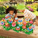 SpringFlower Toys for Girls 3 4 5 6 7 Years Old, Flower Garden Building Kit with Storage case,Educational STEM Toy and Preschool Garden Play Set for Toddlers, 148pcs