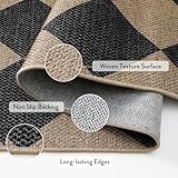 Lahome Checkered Easy Jute Entry Rug, 3x5 Black Outdoor Patio Rug for Living Room Farmhouse Neutral Carpet, Washable Non Slip Indoor Door Mat Diamond Carpet for Front Door Deck Camping