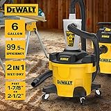 DEWALT Dust Separator with 6 Gallon Poly Tank, 99.5% Efficiency Cyclone Dust Collector, High-Performance Cycle Powder Collector Filter, DXVCS002, Yellow