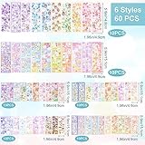 HINZIC 60 Sheets Korean Stickers Kpop Deco Stickers for Photocard Self Adhesive Colorful Stickers Cute Korean Stickers with Rabbit Bear Flower Cake for DIY Arts Craft Cards Scrapbooking Valentine Gift