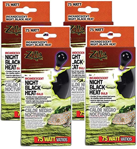 Zilla 4 Pack of Night Black Incandescent Heat Bulbs, 75 Watts