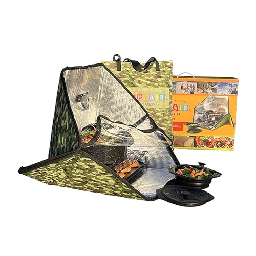 Sunflair Portable Solar Oven Deluxe (Camo) with Complete Cookware, Dehydrating Racks, and Thermometer