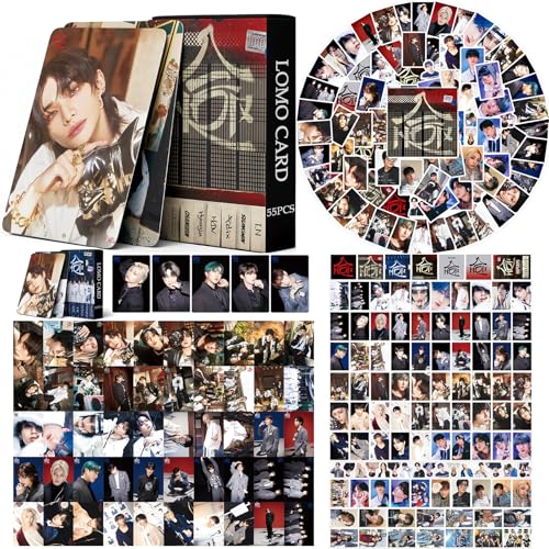 160PCS Stray Kids HOP Photocard Set Kpop 55 PCS HOP HIPTAPE Photo Cards and 106 PCS StrayKids Sticker Pack Cute Stickers for Water Bottles Scrapbook Laptop Stray Kids Merch