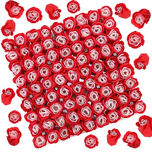 Marsrut 81PCS Soap Flower, Roses Rosas Floral Shaped Scented Bath Body Shower Petals Bouquet Flores De Jabon for Her, Valentine's Day, Wedding, Birthday, Mothers Day, Party Favor Gift Idea (Pink+Red)