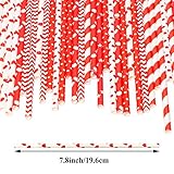 Cooraby 200 Pieces Valentine's Day Paper Straws Red and Pink Biodegradable Drinking Hearts Stripe Bicolor Stripe Dot Chevron Straw Mix for Wedding Supplies and Party Favors, 8 Styles (Red)