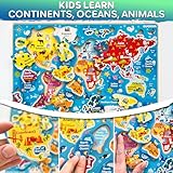 QUOKKA Wooden Puzzles for Kids Ages 4-6 – 3 Educational Wood Toddler Puzzles Ages 3-5 – Learning United States Toddler Game Puzzles Ages 2-4 – Gift World, Space and USA Maps for Boys and Girls