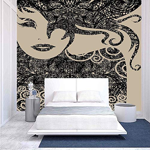 96x69 inches Wall Mural,Woman with Cool Posing Wavy Sexy Hot Hair and Vamp Makeup Image Print Peel and Stick Self-Adhesive Wallpaper Removable Large Wall Sticker Wall Decor for Home Office