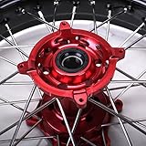 ANUESN Fit HONDA CR CRF125 250 450 SUPERMOTO COMPLETE 17" WHEEL RIM BLACK RIMS RED HUB