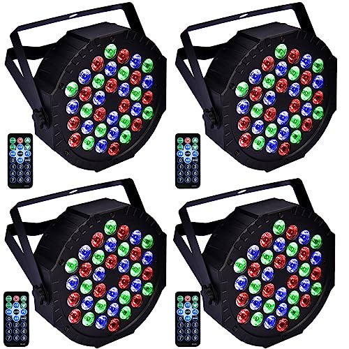 Stage Lights Dj Lights for Parties Led Stage Lights Sound Activated Portable Party Lights Par Lights 36 Led RGB Remote Control Disco Lights Uplights for Indoor Events Bar Birthday Wedding Outdoor