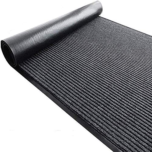 Commercial-Grade Entrance Mat 3x10Ft Indoor Outdoor Black Smoke Floor Mat Heavy Duty Rubber-Backed Striped Brush Step Entrance Mat for Hallway,Kitchen,Home,High Traffic Area (Grey)