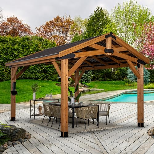 Backyard Discovery Norwood 14x12' Cedar Wood Gazebo with Steel Roof