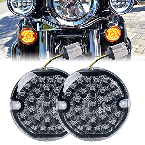 REALOVE 3-1/4 Inch Front Led Turn Signal 1157 Double Base Amber Lamp Compatible with aley Motorcycle Road Glide Road King Softail Ultra Classic Ultra Limited Electra Glide