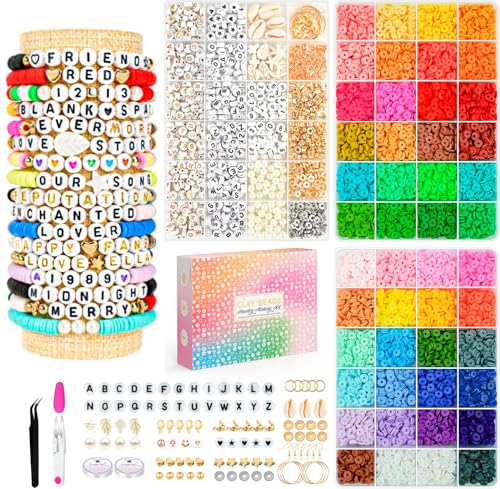 Friendship Bracelet Kit Concert Bracelets Merch, 14000pcs 48 Colors Clay Beads Bracelet Making Kit with Number Letter Beads Album Inspired Bracelets Gift for Girls Kids Teen Crafts Jewelry Making