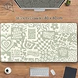 Boho Aesthetic Desk Mat Beige Retro Hippie Boho XXL Large Extended Gaming Green Sage Mouse Pad Women Gamer Girl Work Office Computer Deskmat Mousepad Laptop Keyboard Mat Desk Pad 31.5x15.75 in