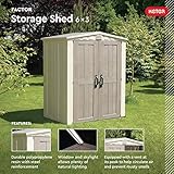 Keter Factor 6x3 Outdoor Storage Shed Kit-Perfect to Store Patio Furniture, Garden Tools Bike Accessories, Beach Chairs and Push Lawn Mower, Taupe & Brown