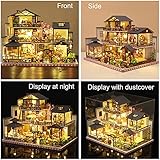 Yuzhen DIY Miniature Dollhouse Kit with Furniture and LED Lights, Japanese Wooden Dollhouse Includes Dustcover and Music Box, Collectibles for Hobbies