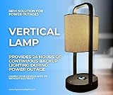 inPOWERED Lights Vertical Lamp Black Modern Electric Night Light or Table Lamp with Wireless Qi Fast Charger, Emergency Battery Back Up, USB Charging, Office, Home (Black), Wireless Charging Lamp